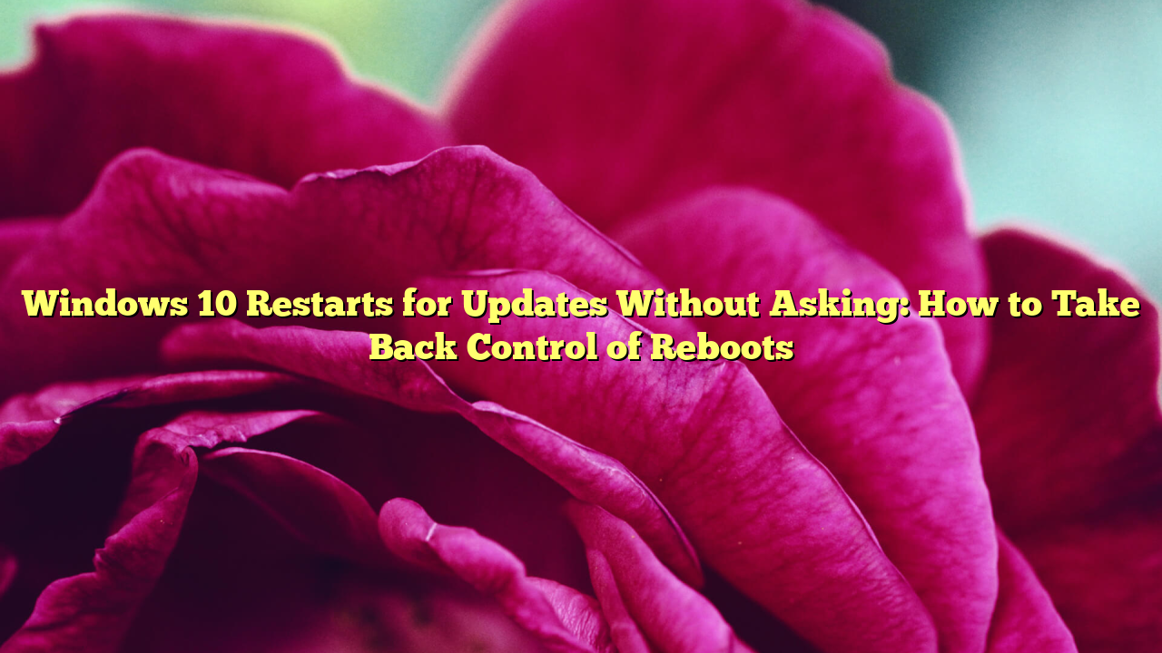 Windows 10 Restarts for Updates Without Asking: How to Take Back Control of Reboots